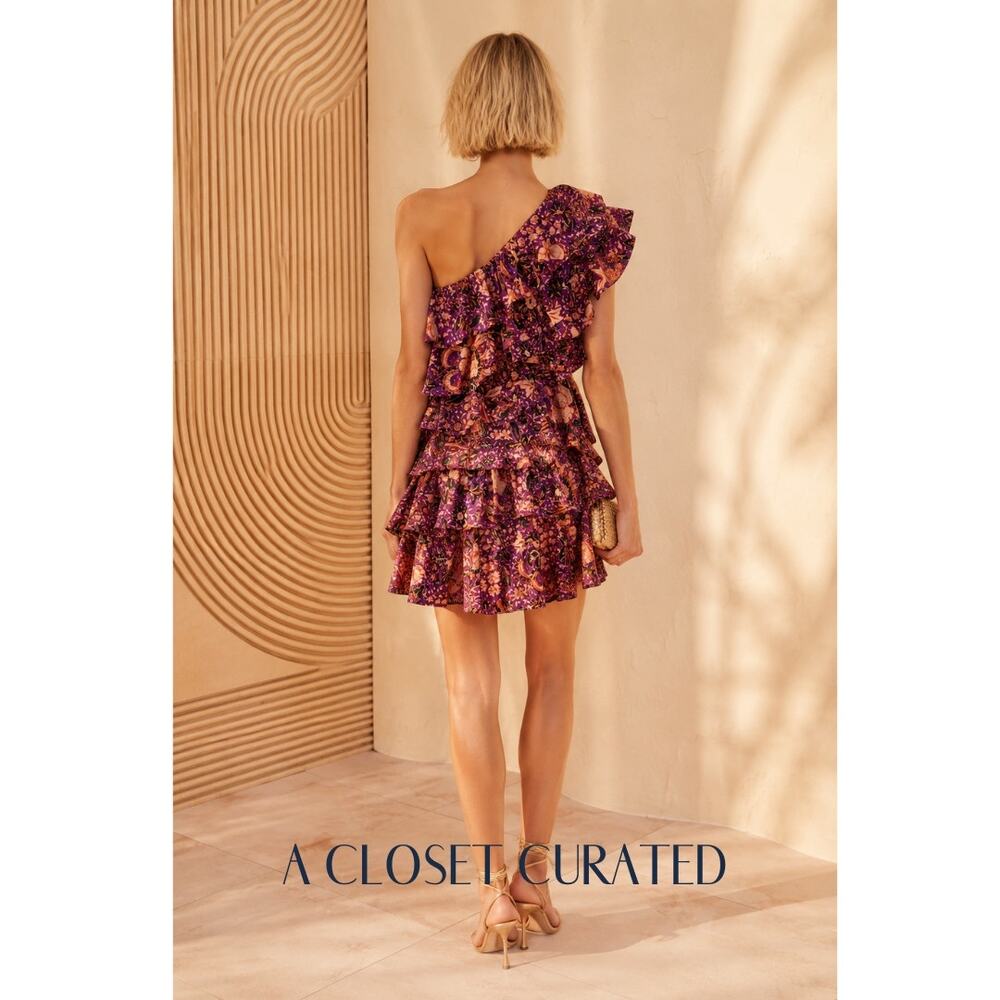 Ulla Johnson Naomi Ruffle Mini Dress 2 NEW Purple Orange - Picture 2 of 7